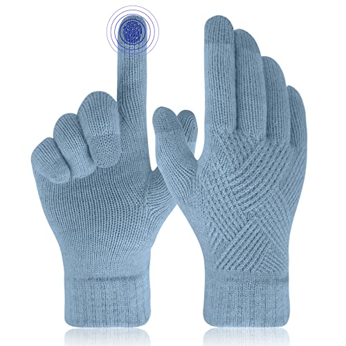 VIKEY Handschuhe Damen Touchscreen - Winter Strickhandschuhe Fleecefutter Warm Fäustlinge Winterhandschuhe Outdoor Strick Handy Handschuhe Weihnachten Geschenke Cover