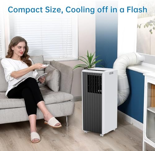 Portable Air Conditioner, 8000 btu Air Conditioner Cool Up to 350 Sq.Ft, 3-in-1 AC Unit, Dehumidifier, Fan, Window Installation Kit & Remote Control,LED Display,24Hrs Timer for Home, Office, Dorm
