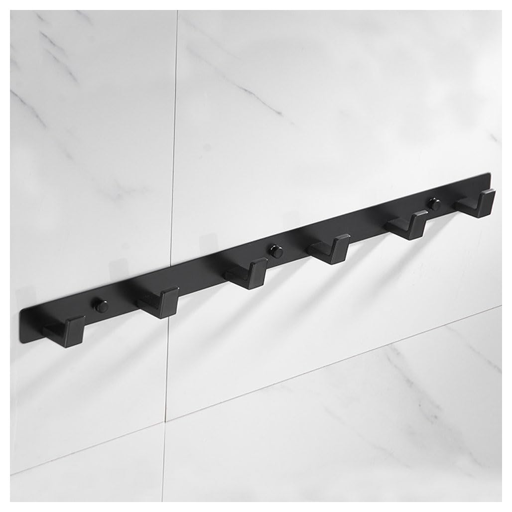 Lmysxaoz Black Stainless Steel Coat Rack Wall Mount, Heavy Duty Durable Hooks Hanging Rail Clothes Towel Racks For Bathroom Entryway Bedroom Behind The Door 6Hook