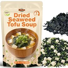 5.29oz Mix Dried Wakeme & Freeze Dried Tofu for Miso Soup - 100% Natural Dehydrated Seaweed, Green Onion Included, Vegan, Japanese Veggie Ingredients for Ramen, Miso Soup