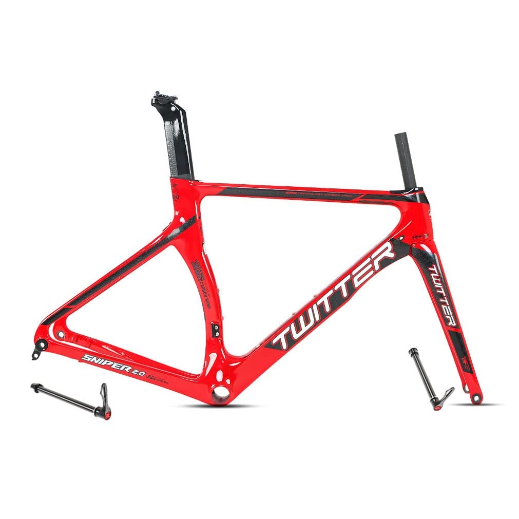 HIMALO Road Bike Frameset Disc Brake Carbon Fiber Racing Frame 46/48/50/52/54cm Thru Axle 100/142mm ?for 700C Wheel(52CM)