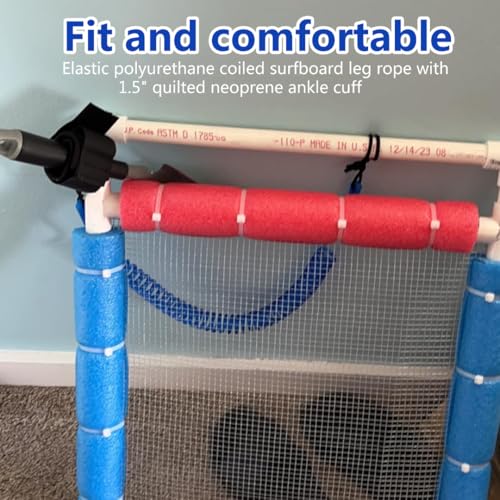 Upgrade Stand UP Paddle Board 10FT SUP Leash 5mm Coiled Spring Leg Rope Leash - Blue