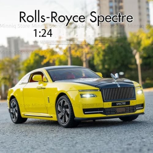 Image of 1:24 Rolls-Royce Spectre Diecast Metal Pull Back Car with 6 Openable Doors with Sound and Light Toy Decoration car Best Gift Toys for Kids (1.24 Rolls Royce Spectre - Yellow)