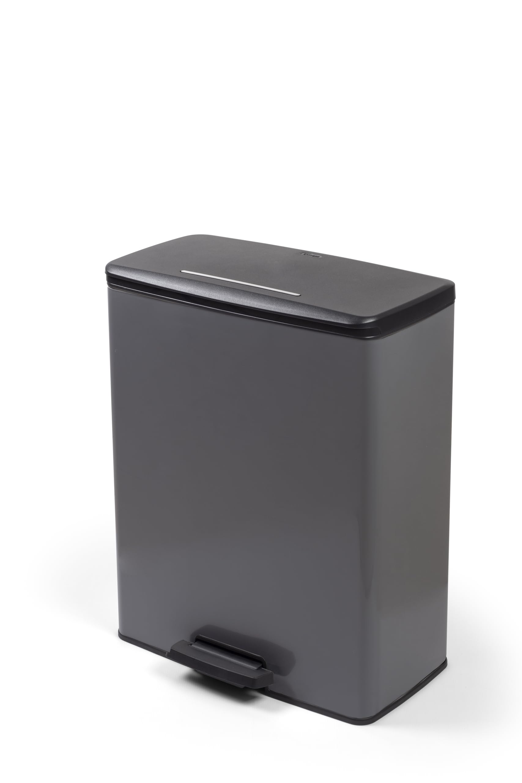 Curver - Poubelle à pédale 65 l, couleur grise, couvercle et anneau pour sac