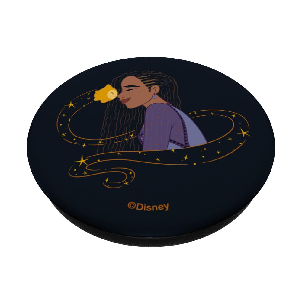 Disney Wish Asha and Star Nose to Nose Cute PopSockets Swappable PopGrip, Black - Image 2