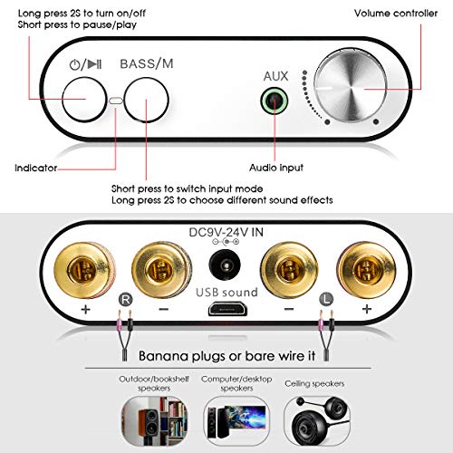 Nobsound NS-10G Mini Bluetooth 5.0 Digitaler Stereo Verstärker 100W HiFi Power Amp mit Netzteil...