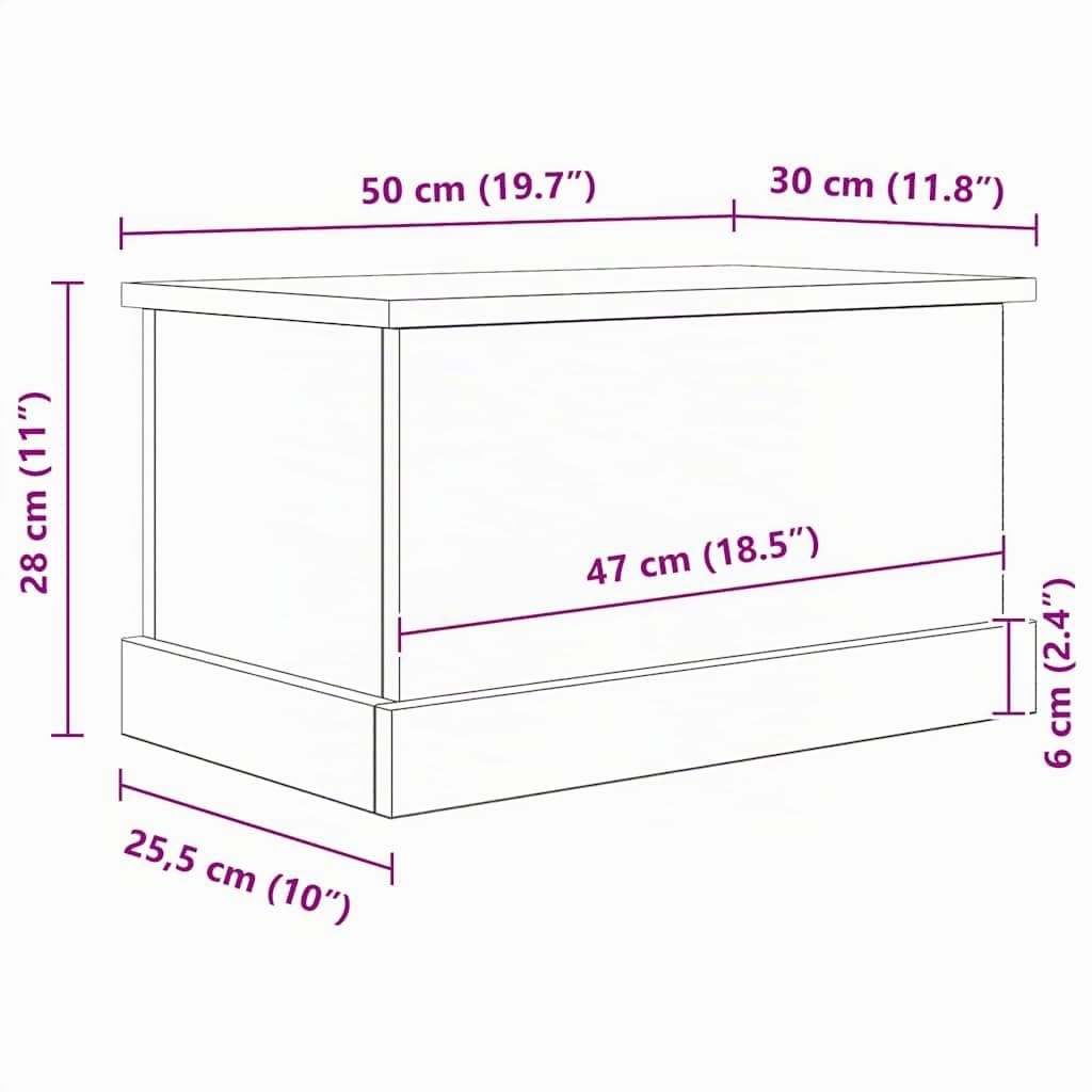 vidaXL Caja de almacenaje Madera ingeniería Roble Artisan 30x50x28 cm, Caja de almacenaje, Cofre de Herramientas, arcón de almacenaje