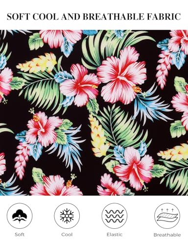 Image of Noomelfish Girls Tie Front Hawaiian Shirt Summer Floral Tropic Short Sleeve Button Down Tops (5-14 Years)