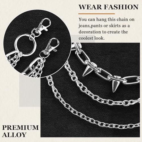 Image of GUSTAVE Layered Pants Chain for Men Punk Gothic Silver Jean Belt Trousers Chains Harajuku Street Wallet Pocket Keychains Waist Pocket Cool Hip Hop Rock Biker Goth Body Accessories
