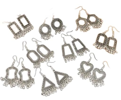 Silver Plated Earrings Combo Of 9 Kiara 35-picture-27