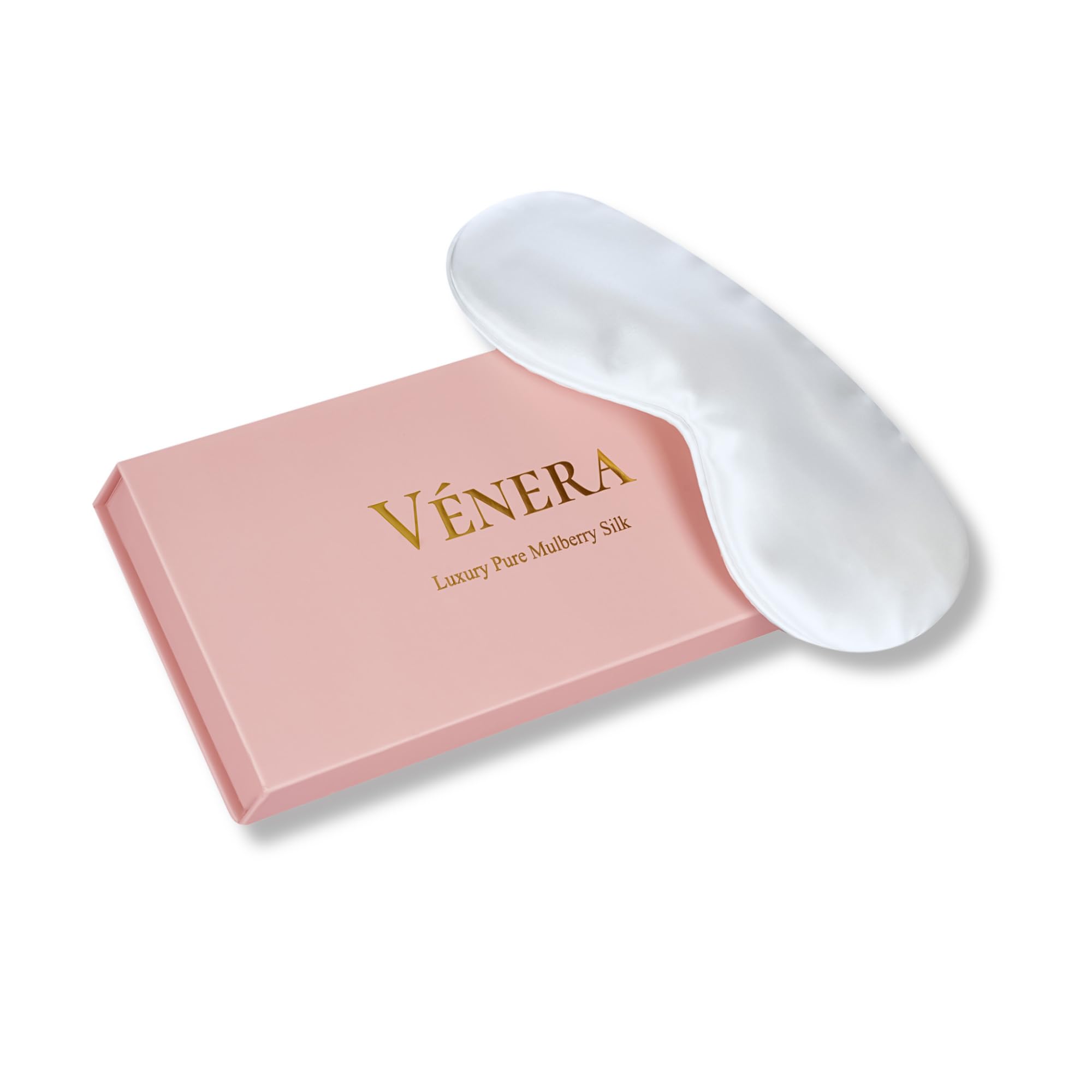 Vénera Silk Sleep Mask - 100% Pure 22 Momme Mulberry Silk Eye Sleeping Mask for Women and Men - Blackout Eye Mask for Sleeping (White)