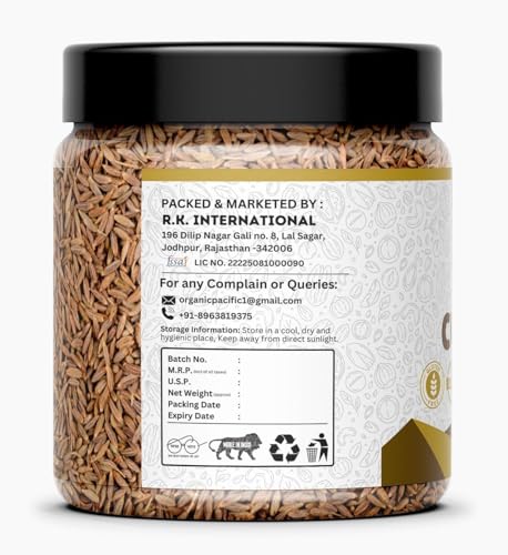 Image of ORGANICPACIFIC Premium Cumin Seeds (Jeera) 250g | 100% Natural Whole Sabut Spice for Cooking, Tadka & Daily Use | No Artificial Colours & Preservatives