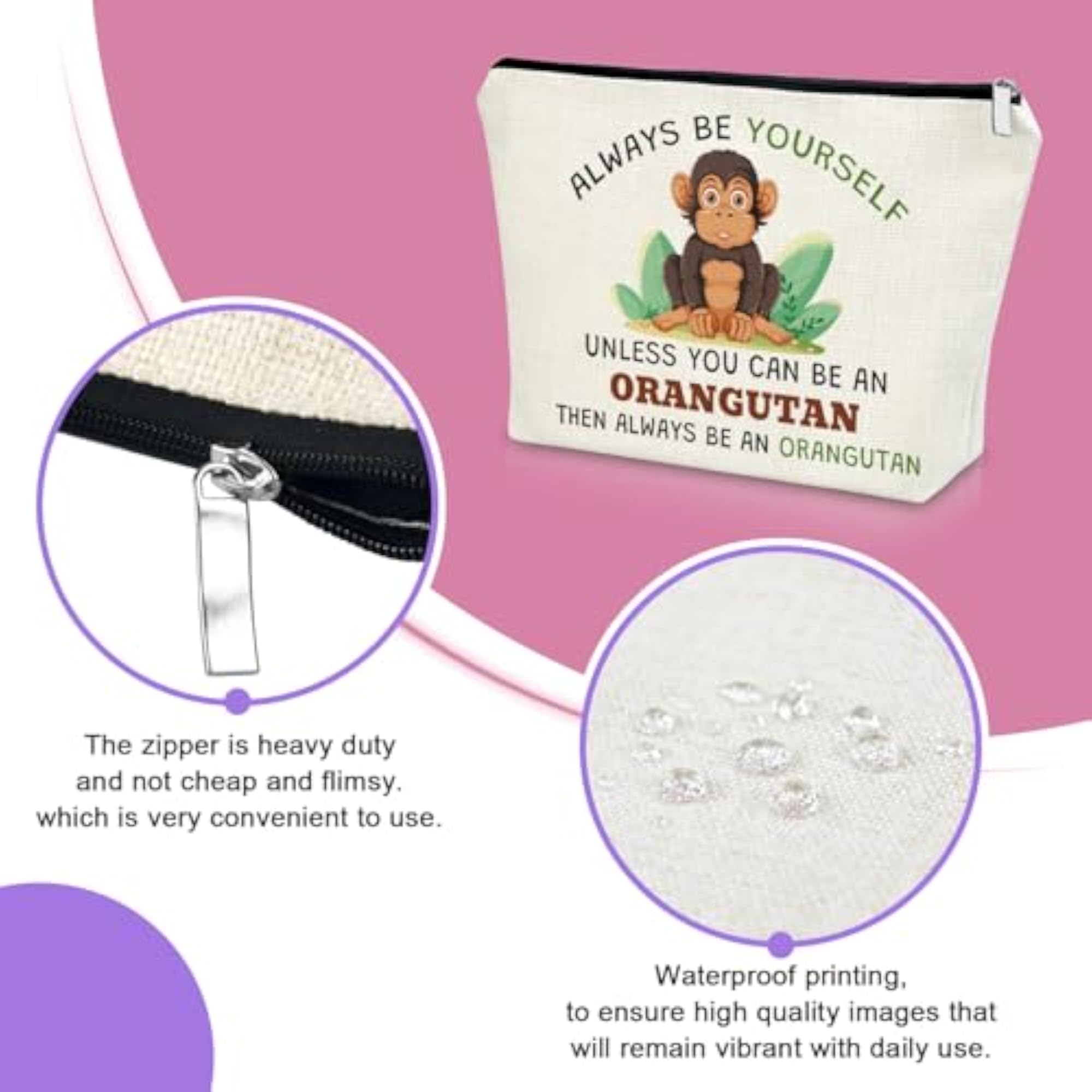 Orangutan Gift Makeup Bag, Animal Lover Present