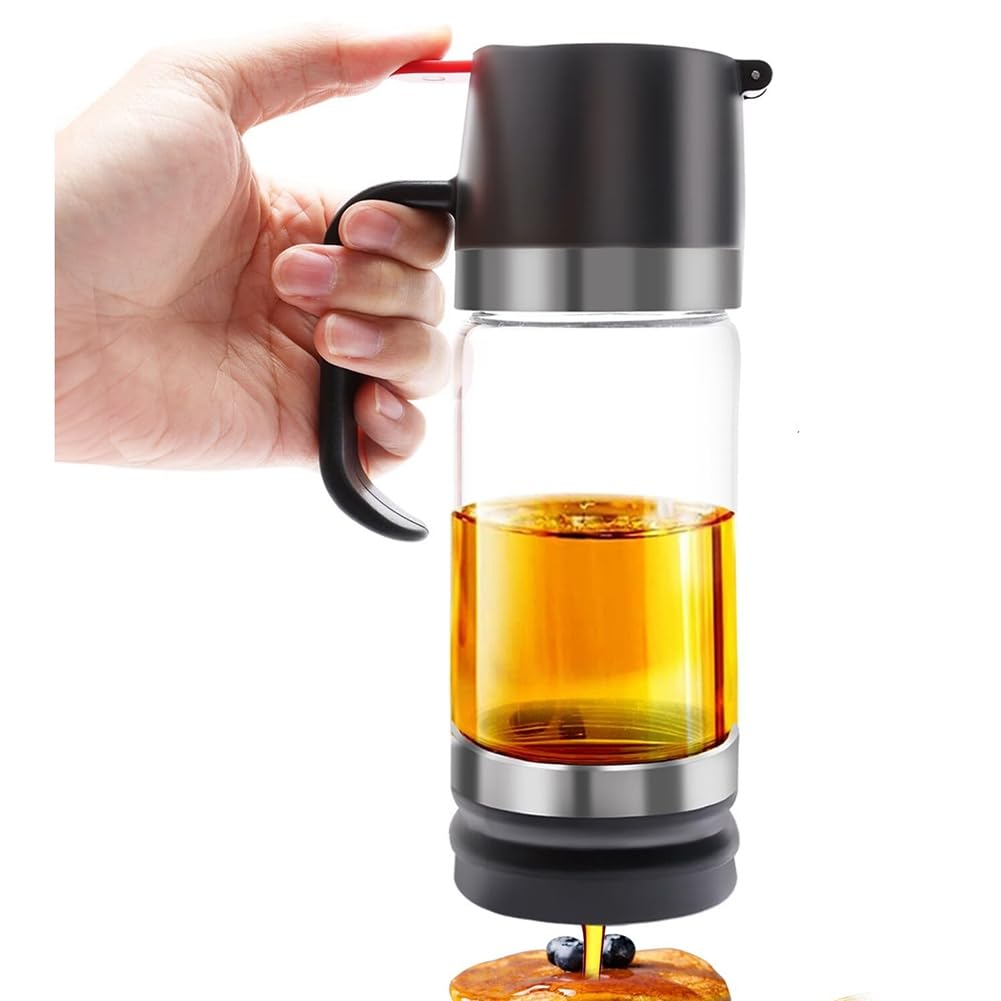 CTRLZS 12 OZ Glass Honey Dispenser,Honey Pot with Handle,Honey Dispenser No Drip,Syrup Dispenser for Coffee or Tea