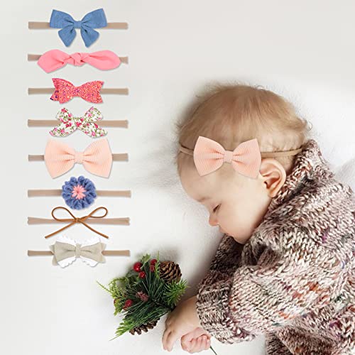 doboi 24pcs Baby Headbands Baby Girls Hair Bows Headbands Soft Nylon Flower Hairbands Elastic Hair Accessories for Newborns Infants Toddlers and Kids - Image 4