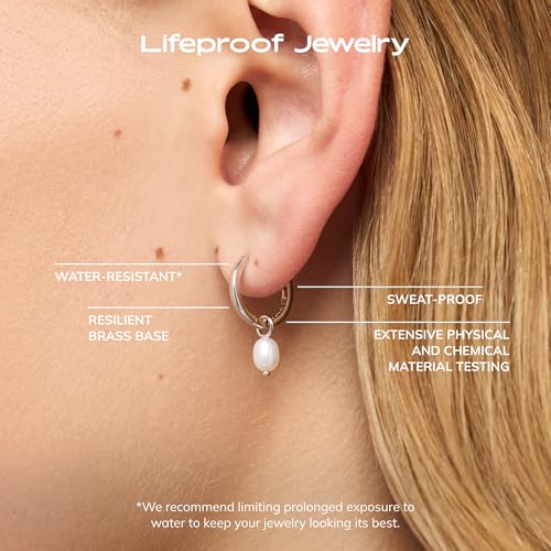 Image of Ana Luisa Frida Pearl Jewelry Huggie Hoops - Medium & Small 14K Gold Plated & Silver Rhodium Plated Drop Hoop Earrings with Freshwater Pearls - 2-in-1 Hypoallergenic Water-Resistant, Tarnish-Free Hoop