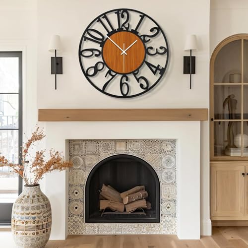 Image of PRAMUKH FASHION Wall Clock Stylish Metal Analog Wall Clock for Living Room, Bedroom, Office, Kitchen, Home and Hall | Antique Fancy Big Size Modern Wall Watch (ST-57, 14 INCH)