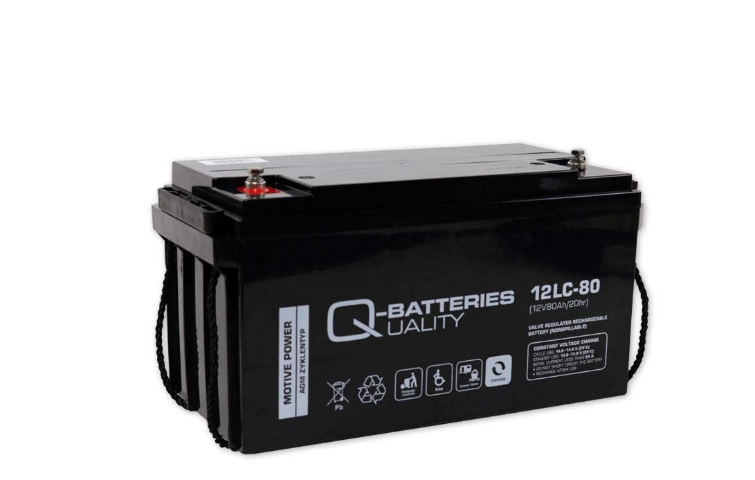 Q-Batteries Batterie au Plomb 12LC-80/12 V - 80 Ah - Type de Cycle AGM - Deep Cycle VRLA