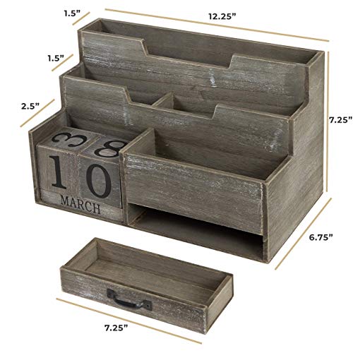 Blumonacodarkwoodenmailorganizerdesktopwithblockcalendarmailsortercountertoporganizerforwomensoffice  Urban Country Home Decor Blu monaco dark wooden mail organizer desktop with block calendarmail sorter countertop organizer for womens office  urban country home decor