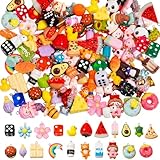 Cmidy Keychain Charms Bulk 30pcs mixed Cute 3D Bracelet Charms for Keychain Making Kandi Charm for Bracelet Earring Jewelry Making DIY Crafts Includes Animal Flower (Mix Random)