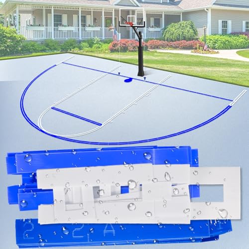 Plastic Material Basketball Court Marking Kit, Basketball Court Stencil Kit for Concrete Instead of Traditional Paper Board. Waterproof, Sun-Resistant, Can be Used Multiple Times(20 Times)