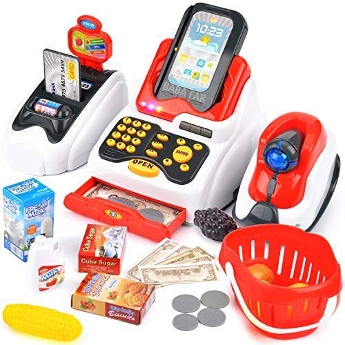BABA FAB Scrap Cash Register for Kids with Checkout Scanner, Fruit Card Reader, Credit Card Machine, Play Money and Food Shopping Play Set (Multicolour) (B08KHBZ7YK) Amazon Price History, Amazon Price Tracker