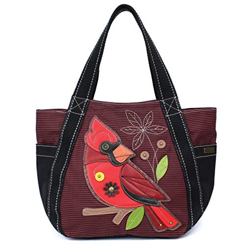 METERO Chala Carryall Zip Tote Bag (Cardinal Burgundy Stripe)