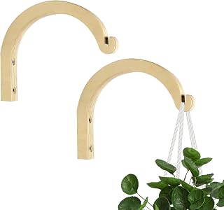 Chris.W 2 Pack Hanging Plant Hook, Wooden Wall Hooks, Plant Hangers Indoor, Macrame Plant Hanger, Wooden Hanging Basket Hooks for Indoor Flower Baskets Pot Wind Chime Lanterns Planter (Severe Bend)