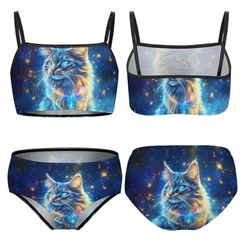 Starry Sky Cat Girls Bikini Swimsuit Two Piece Bathing Suit Beach Swimwear3
