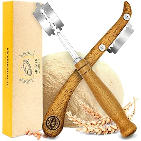 KRUSTENZAUBER Bäckermesser 2er Set - Teigmesser Set für gerade und geschwungene Schnitte Cover