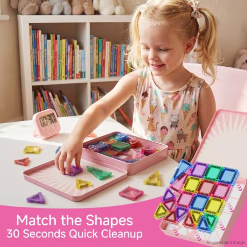 Image of Mini Magnetic Tiles for Girls Travel in Tin Box to Stop Crying