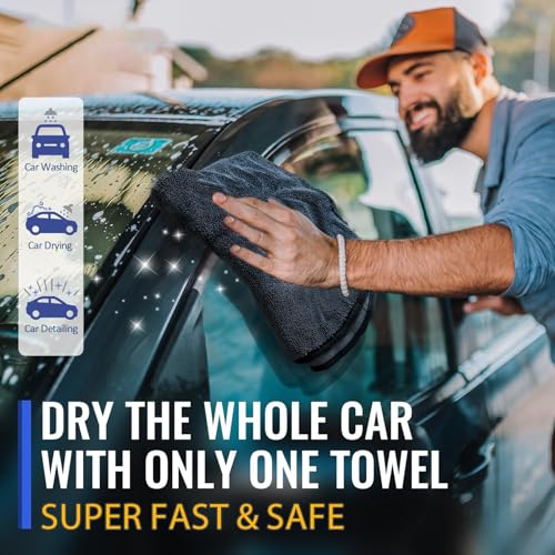 Toalla de secado de coche | Paño de microfibra ultra absorbente,Toallas para detalles Paño de secado para automóviles,Para SUV RV Sedan Detalles automotrices Lavado Pulido Exterior Interior Ventana - imagen 2