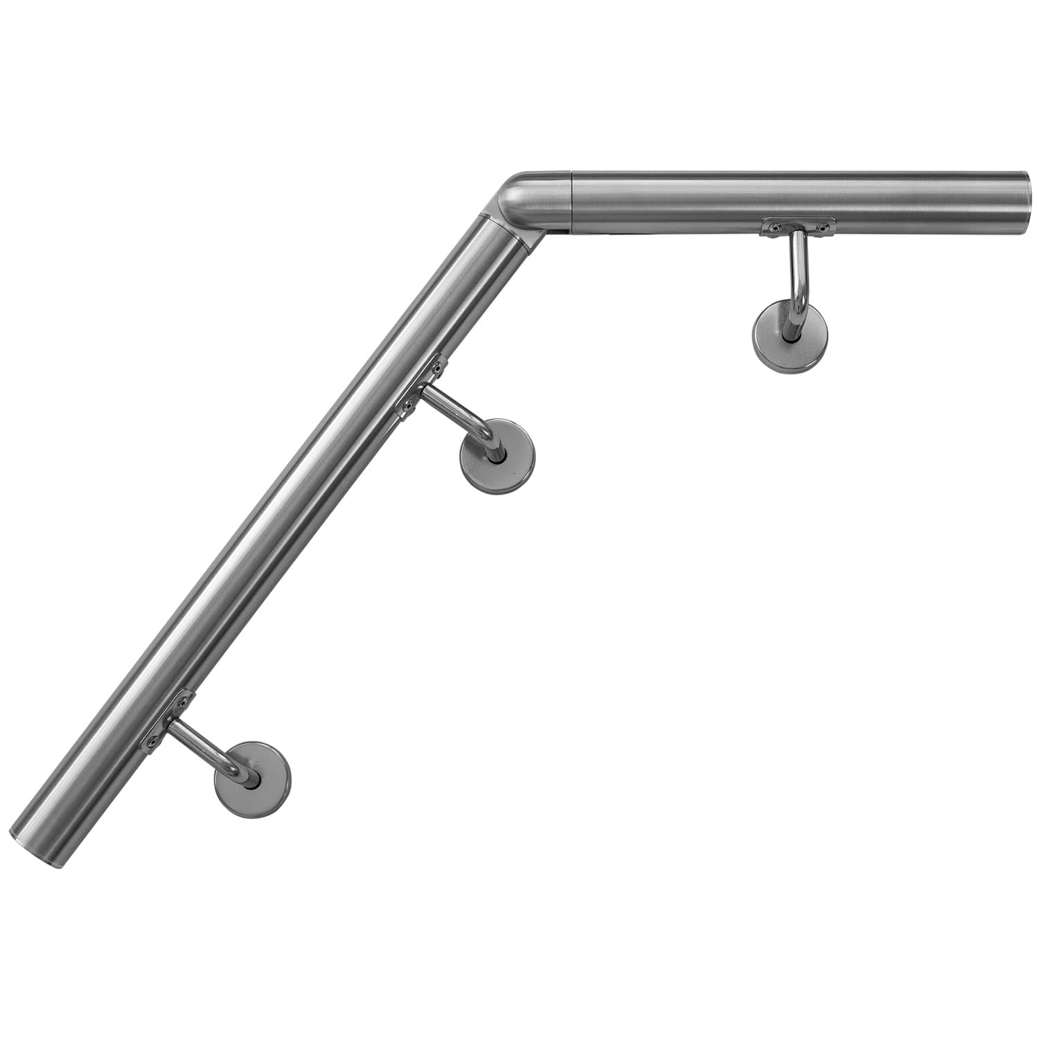 Handlauf aus Edelstahl mit Winkel 50 cm Gelenkverbinder Rohrverbinder Treppengeländer Geländer für Treppe 4,2 cm Wandhandlauf Wand Treppe V2Aox