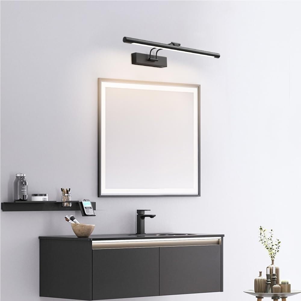 Spiegelleuchte Spiegellampe Moderne, minimalistische Badezimmer-Waschtischleuchte, LED-dimmbare Spiegel-Frontlampe, verstellbare Kunstwerk-Display-Lampen, Bildleuchten(Black,40cm)