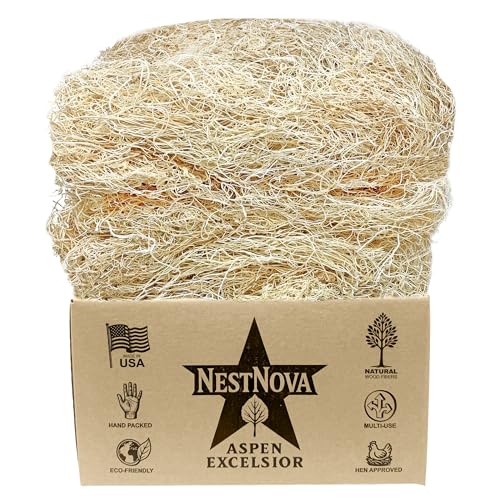 NestNova Aspen Excelsior 2 lb Natural Aspen Wood Fiber | Chicken Nesting Material Small Pet Bedding Crafts Gift Baskets & Natural Fire Starter | USA-Grown Biodegradable