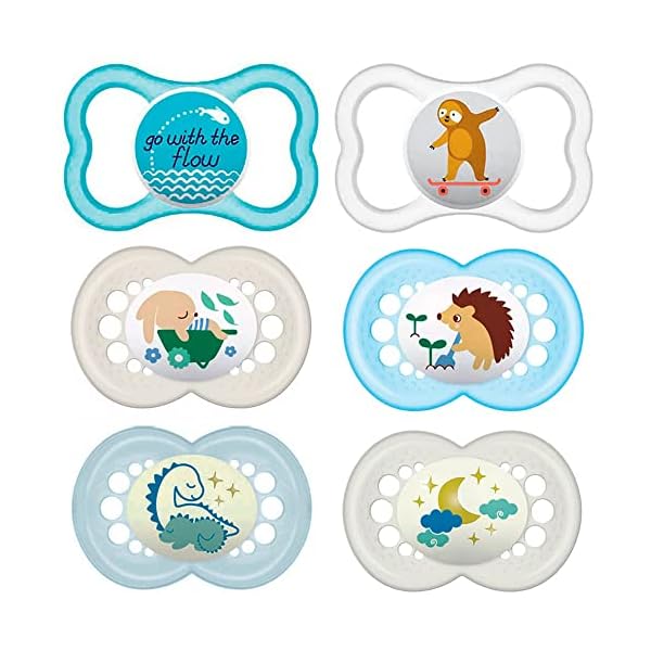MAM Day & Night Schnuller, 6-16 Mo+ Mix // 6er Set // inkl. 2 Sterilisiertransportboxen