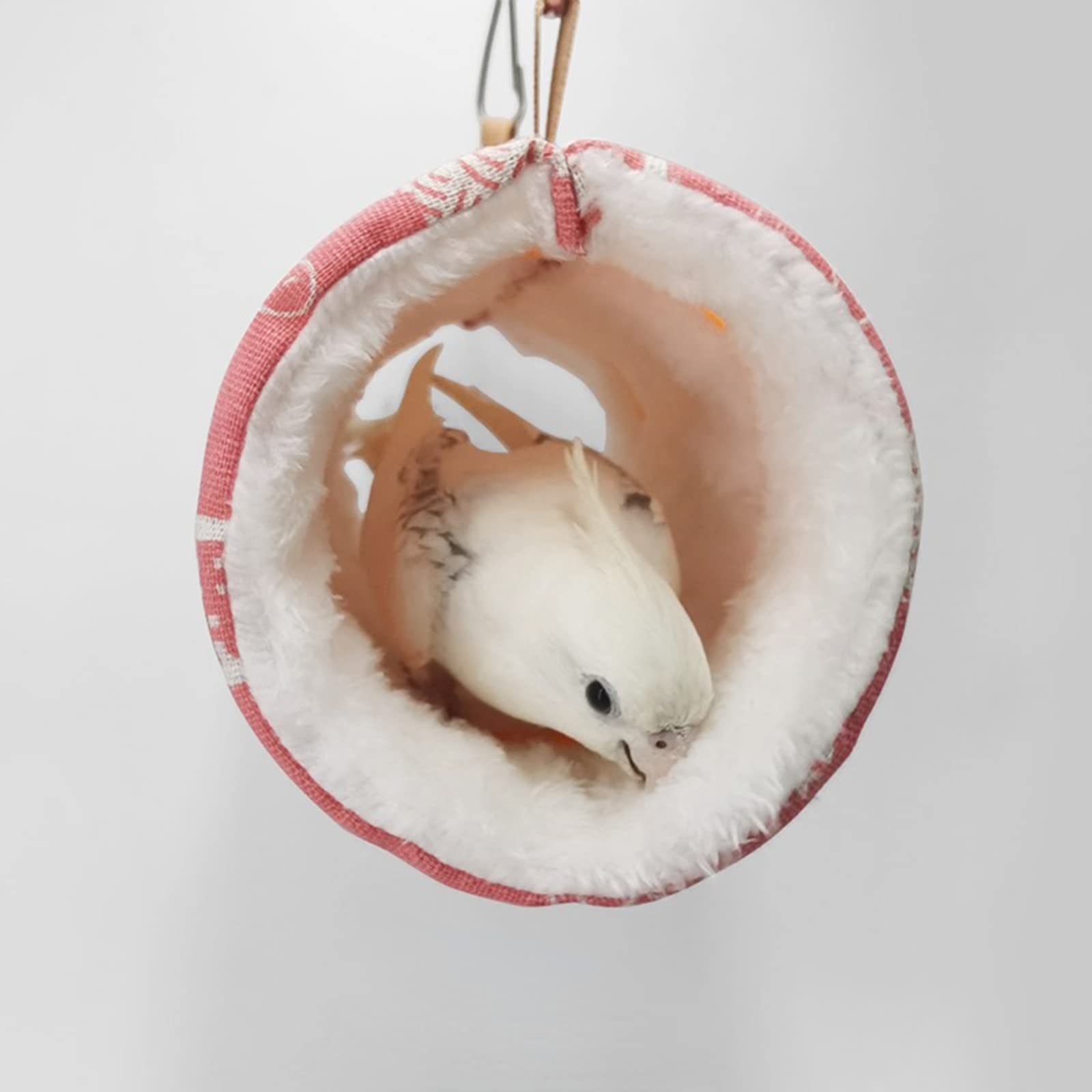 Bird Nest House Hut Hammock, Winter Warm Nest, Snuggle Bird Hammock Hanging Happy Hut Bird Parrot Hideaway Cage Toy for Parrot Budgies Parakeet Cockatiels Conure Lovebird Finch (Large, Light Pink)