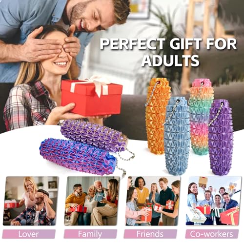 Image of 6PCS Little Pain Relief, 3D Printed Fidget Toys (Color A) | Unique Texture Grip Keychains for Stress Relief, Novelty Desk Toy Gift (14+)