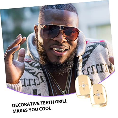2 piezas grill para dientes hip-hop dorado duradero miniatura 4