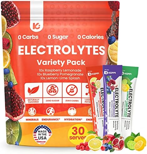Keppi Electrolytes Hydration Packets 30 Serves Variety Pack | Sugar Free Electrolytes Powder Packets | Made in USA | Delicious Keto Electrolytes | Electrolyte Powder Mixes Easily | Keto Hydration Pack