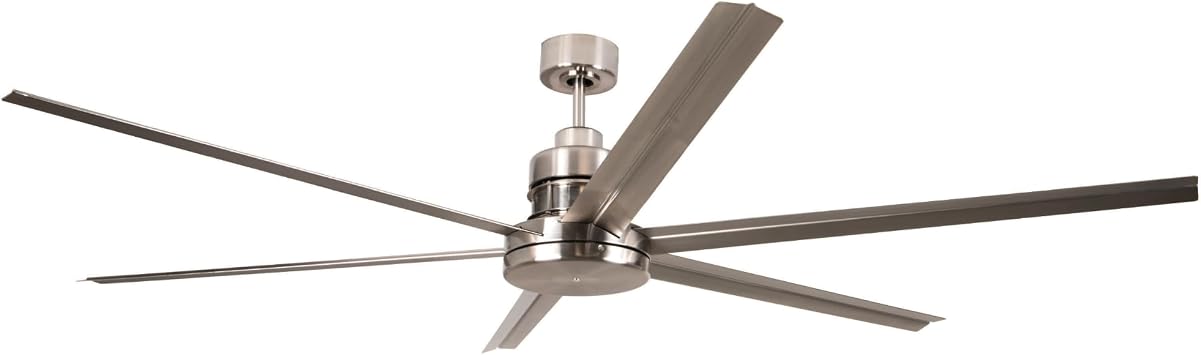 Craftmade Mondo MND72BNK6 | 72 Brushed Polished Nickel Ceiling Fan | 6Speed Reversible DC Motor | 6Blade 21 Pitch Aluminum Blades | High Airflow 7,467 CFM | Light Kit Optional | Indoor Use Only