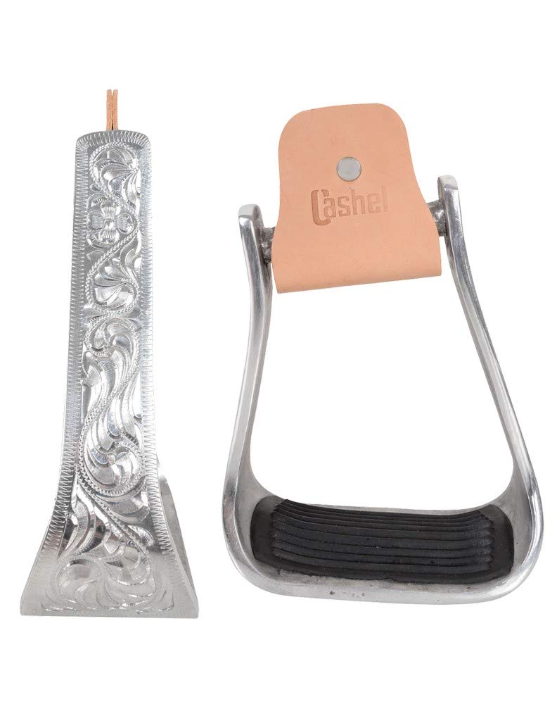 Cashel Aluminum Engraved Slanted Stirrup 2.5-inch Deep, Silver