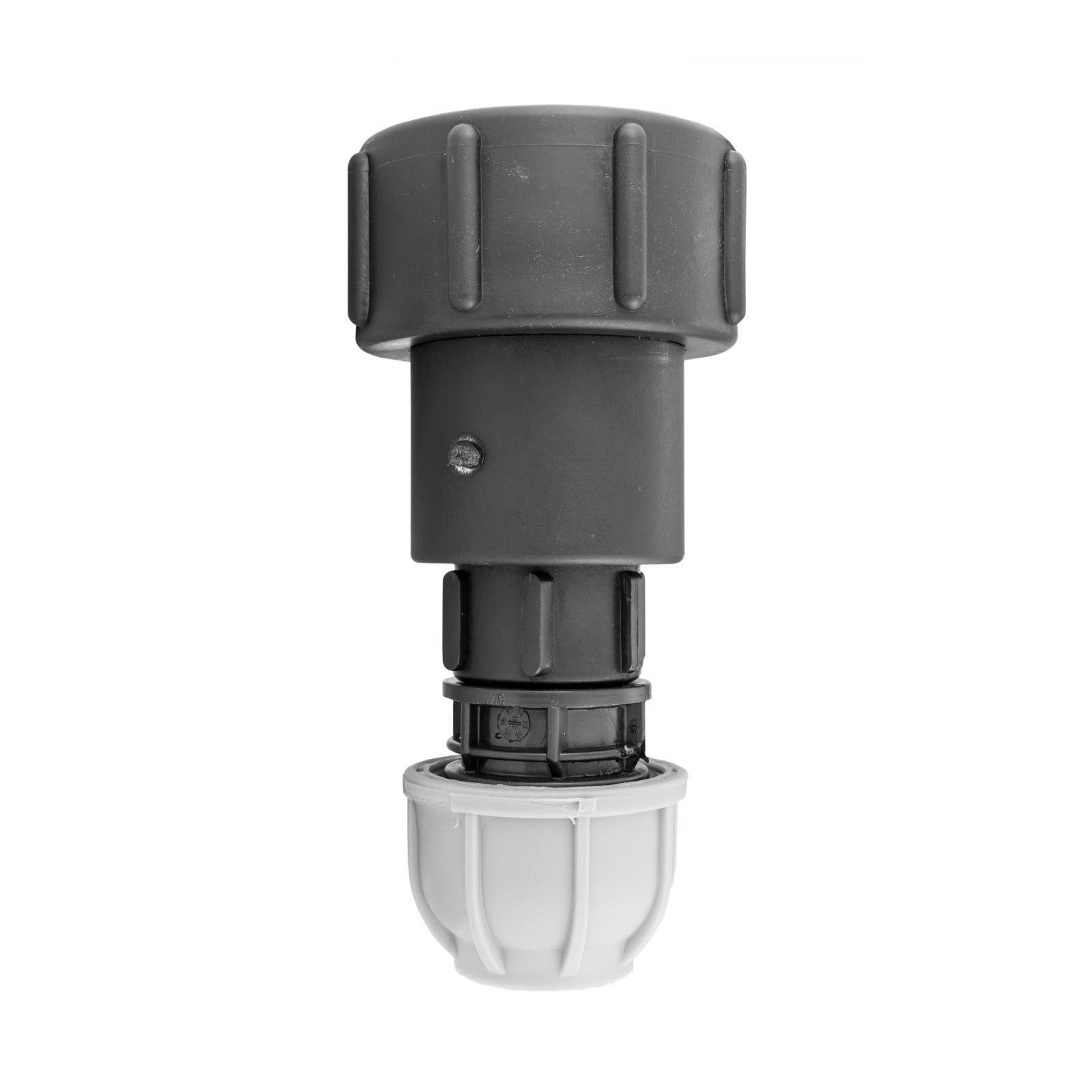 IBC Tank Fittings Selection - S60x6 & S100x6 Adapters - Male, Female, Threaded, Barbed, Valves, Spouts, MDPE Options (S60x6 to 32mm Straight MDPE)