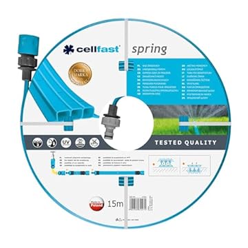 Cellfast Tubo per irrigazione SPRING, 3 canali completo di ugelli, idratazione uniforme, resistente ai raggi UV, 1/2 ", 15 m, 19-022N