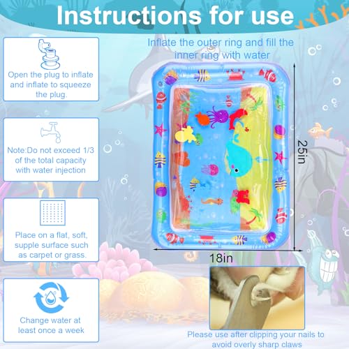 Mity rain Tapete aquático para gatos, tapete sensorial para gatos de 65 cm, brinquedos para gatos em