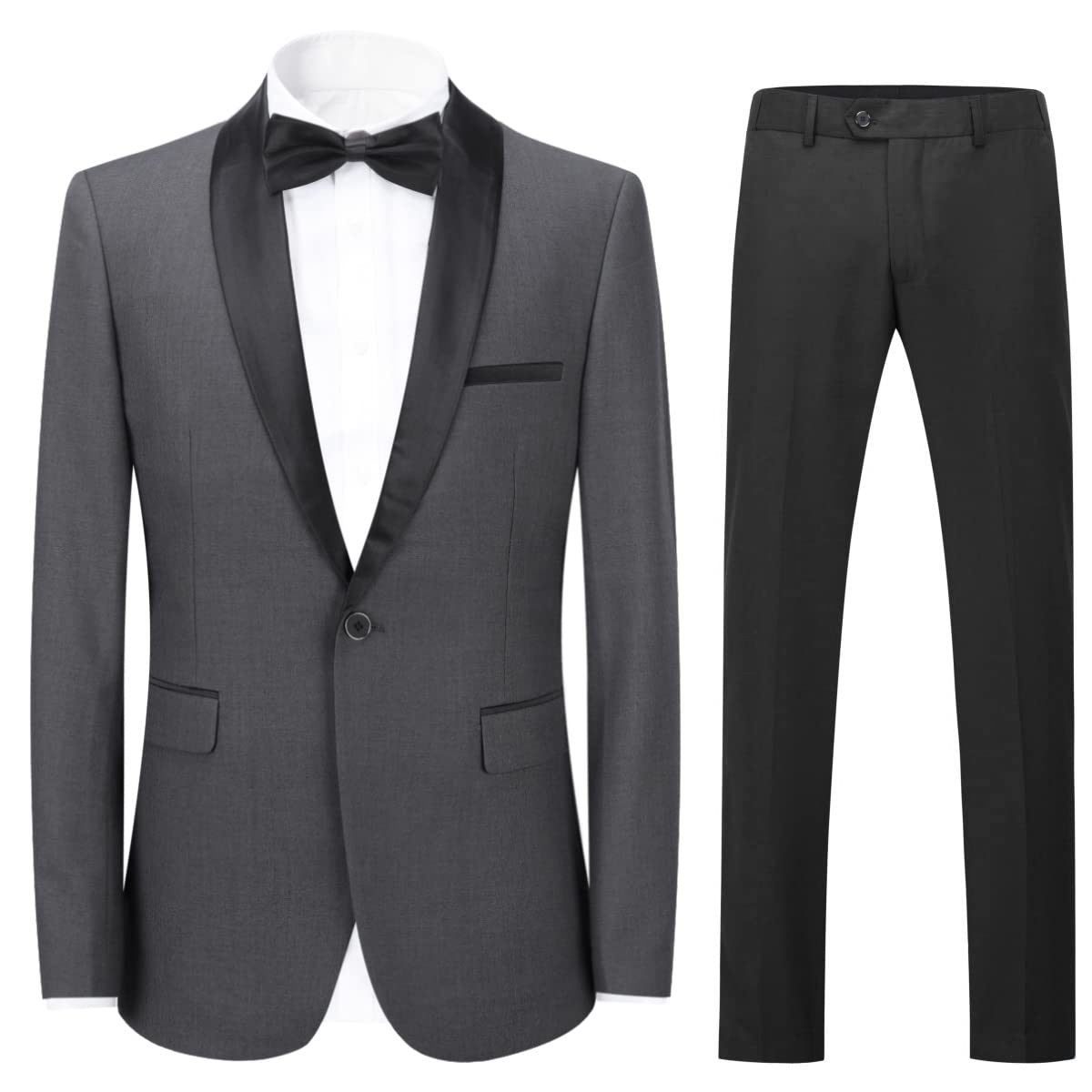 YOUTHUP Abito da Uomo Fit 2 Pezzi Abito Bavero 1 Bottone Matrimonio Cena Tuxedo Blazer Pantaloni