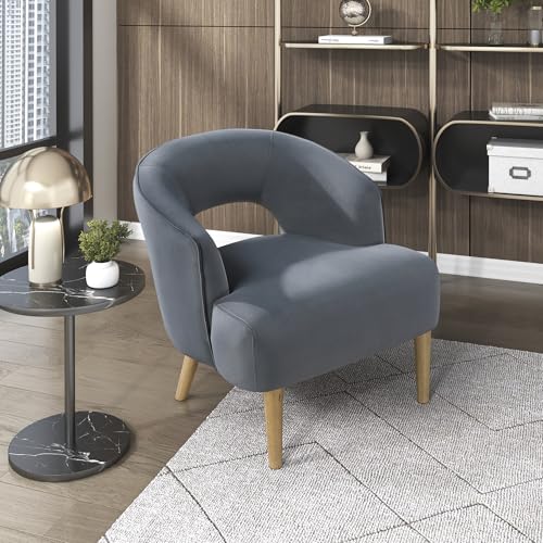 Sillón con brazos terciopelo moderno gris oscuro miniatura 1