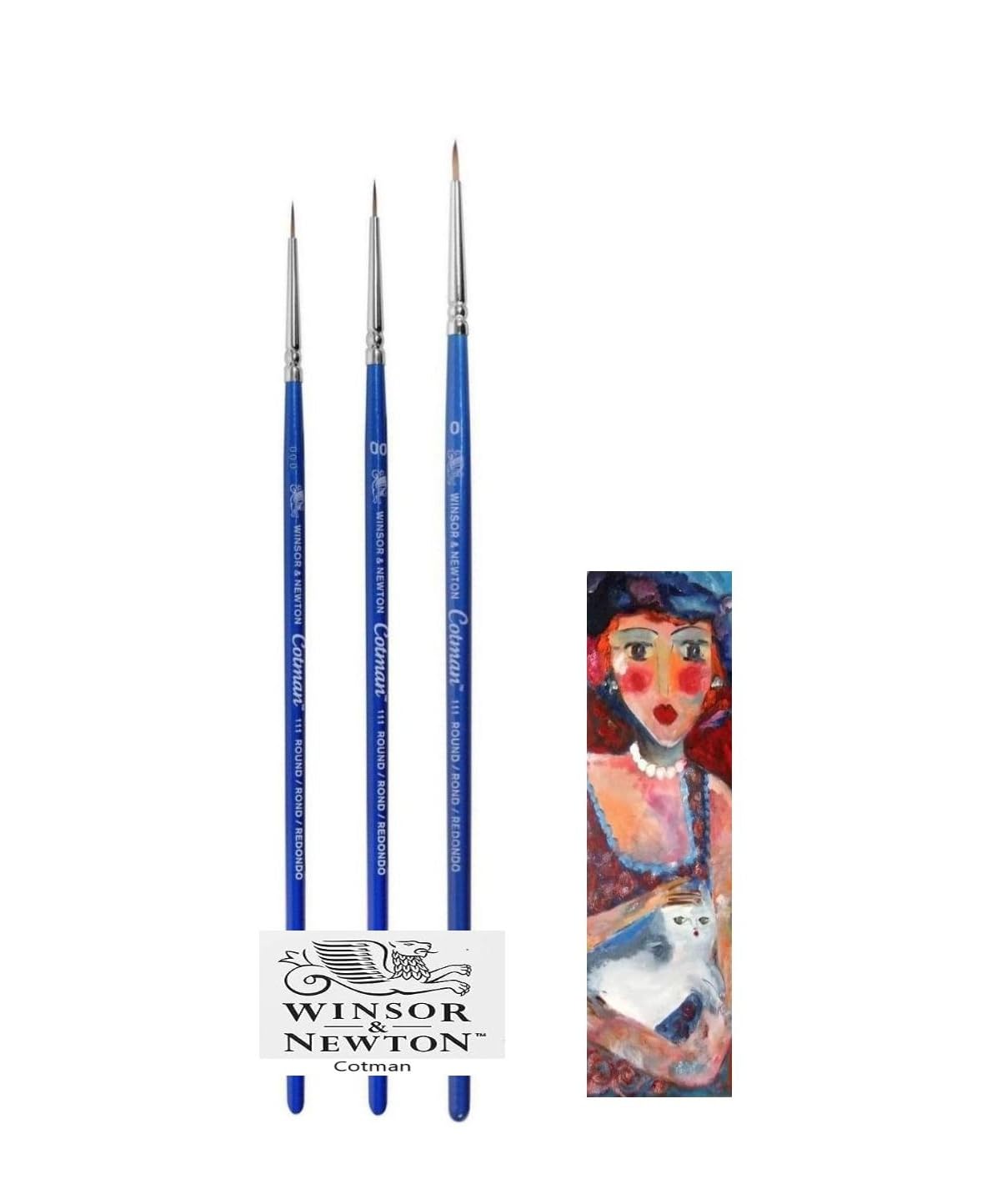 Winsor & Newton - Pennello per acquerello a maniche corte, serie 111. NO. 000. 00 0 e 1 Carta