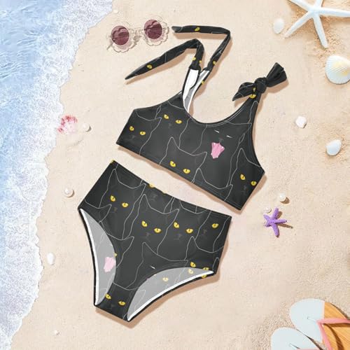 Image of CaTaKu Girls Swimsuits Two Piece Swimwear Cute Bikini Set Tankini Hawaiian Beach Sport Bathing Suit for Girls Size 3-12T