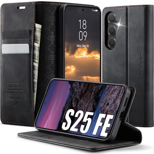 Étui cuir Samsung S25 FE protection intégrale et clapet porte-carte anti-RFID